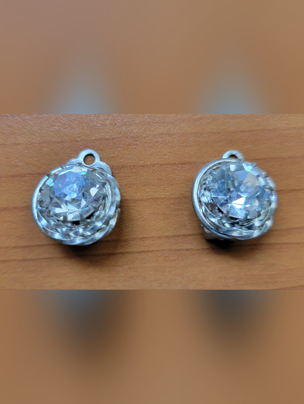 Vintage Clear Rhinestone Silver-Tone Swirl Clip-On Earrings